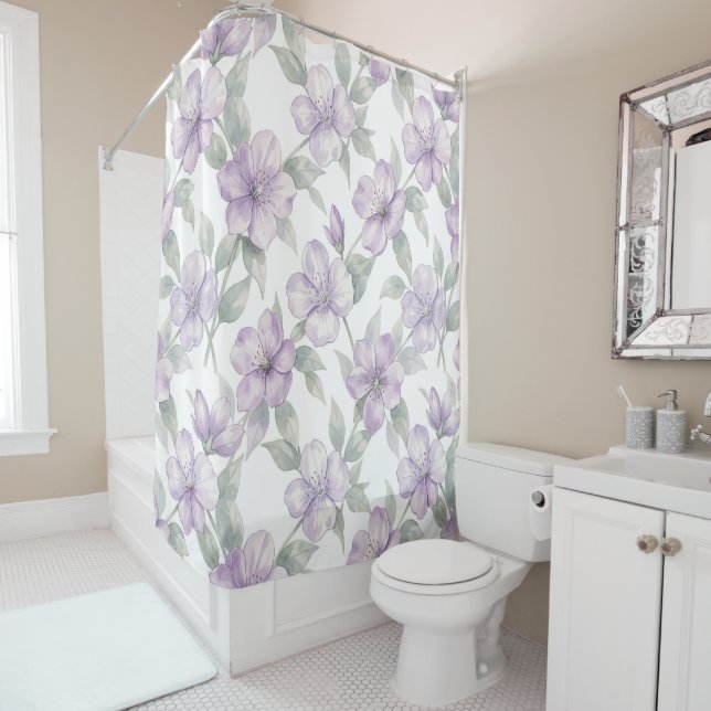 Violet flowers on white pattern (In Situ)