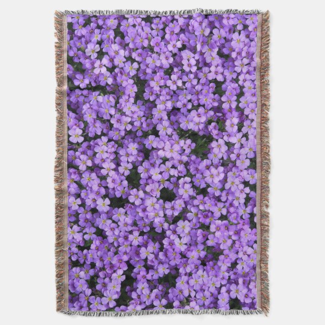 Violet Flowers Throw Blanket (Front Vertical)