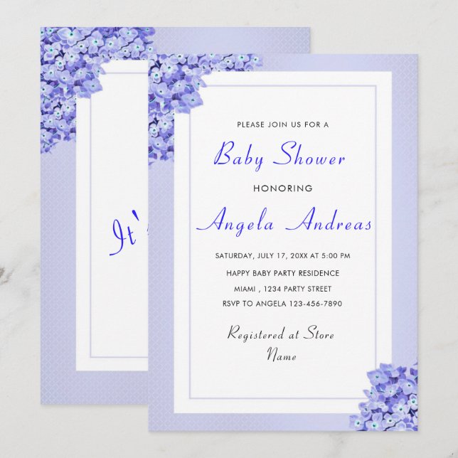 Violet Flowers Violets Baby Boy Shower Invitation (Front/Back)