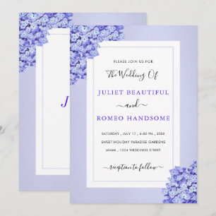 Violet Flowers Wedding Invitation - Custom Colours