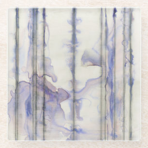 Violet Free Expression Watercolor Glass Coaster