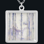 Violet Free Expression Watercolor Silver Plated Necklace<br><div class="desc">This amazing free expression work by Jennifer Goldberger is a violet watercolor full of life. Black lines run vertically in the piece,  and violet drops extend out from them like waves in a lake. A wonderful print that would go well on a number of Zazzle products. Order yours today!</div>
