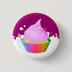 Violet Frosting Vanilla Cupcake Rainbow Baking Cup 1 Inch Round Button