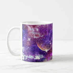 Violet Galaxy Milky Way With Planet Coffee Mug