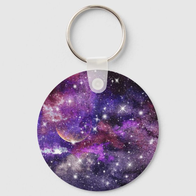 Violet Galaxy Milky Way With Planet Keychain (Front)