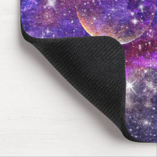 Violet Galaxy Milky Way With Planet Mouse Pad