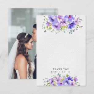 violet garden floral floral photo thank you card