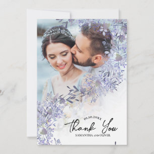 Violet Garden Wedding Photo Thank You Card