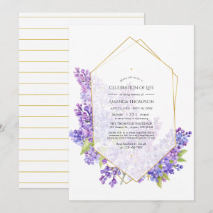 Violet Geometric Herbarium Celebration of Life Invitation