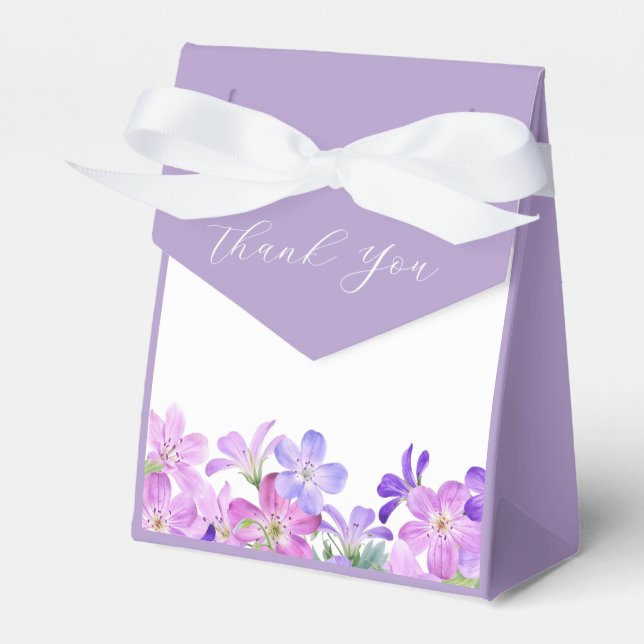 Violet Geranium Floral Bridal Shower  Favor Box (Front Side)