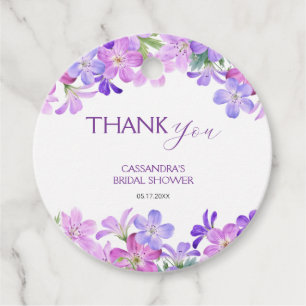 Violet Geranium Floral Bridal Shower Thank You Favour Tags