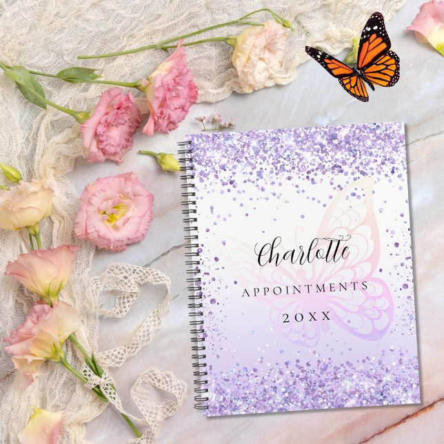 Violet glitter butterfly 2024 planner (Creator Uploaded)