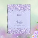 Violet glitter monogram initials script 2025 planner<br><div class="desc">A violet,  lavender colored background decorated with faux glitter dust. Personalize and add your first name,  monogram initials,  full name and a year.</div>