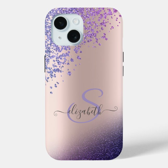 Violet Glitter Ombre Diamonds Case-Mate iPhone Case (Back)