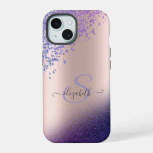 Violet Glitter Ombre Diamonds iPhone 15 Case