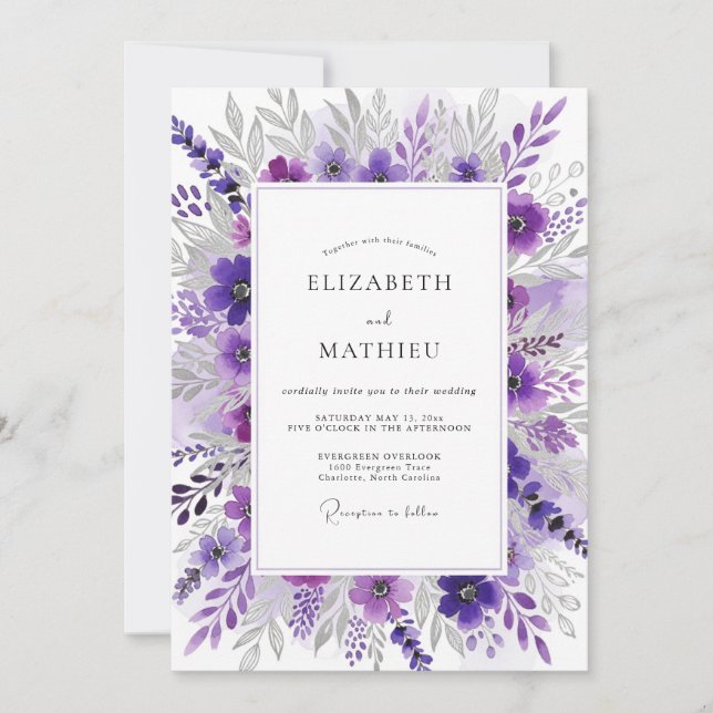Violet Graceful Spring Wedding Invitation (Front)