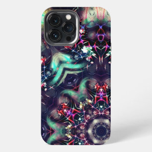 Violet gradient branch medallion on dark sand thro iPhone 13 pro max case