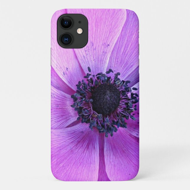 Violet Gras Anémone Floral Apple iPhone 11 Coque (Dos)