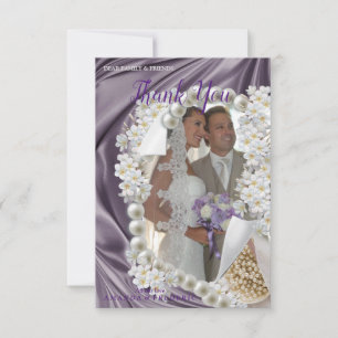 Violet,Green,Blue,gold Silk &WeddingThank You Card