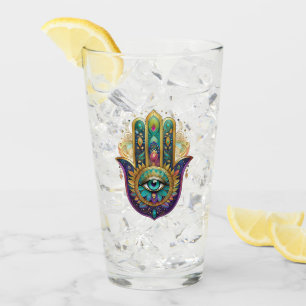 Violet Green Gold Petals Hamsa Turquoise Third Eye Glass