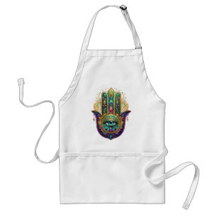 Violet Green Gold Petals Hamsa Turquoise Third Eye Standard Apron