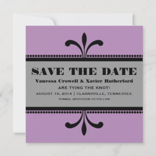 Violet/Grey Fancy Art Deco Save the Date Invite