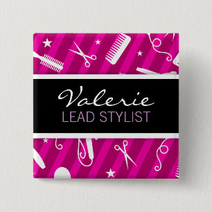 Violet Hair Salon Name Badge 2 Inch Square Button