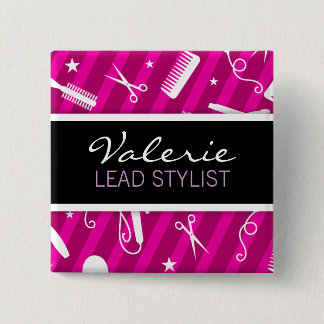 Violet Hair Salon Name Badge 2 Inch Square Button