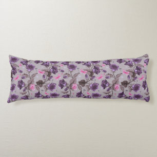 violet hand bells and pink butterflies pattern body pillow