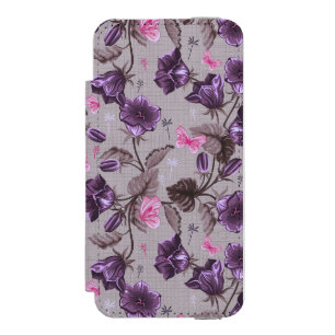 violet hand bells and pink butterflies pattern incipio watson™ iPhone 5 wallet case