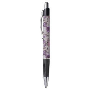 violet hand bells and pink butterflies pattern pen