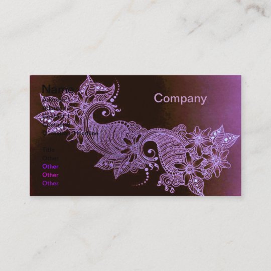 Violet Henna Mehndi Floral Business Card