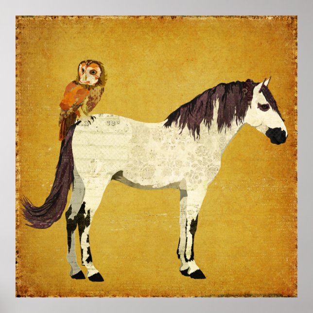 Violet Horse & Owl Poster (Front)