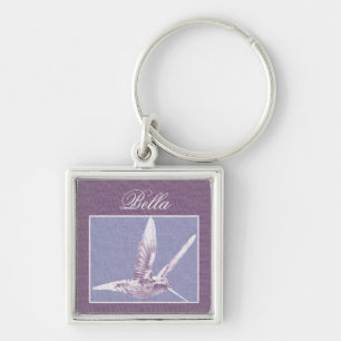 Violet Hummingbird Personalized Necklace Keychain