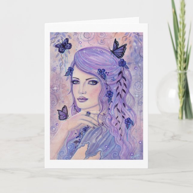 Violet imaginaire femme carte de voeux par Renee L (Devant)