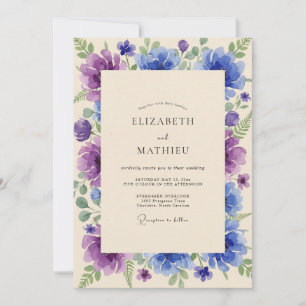 Violet Indigo Peony Wedding Invitation