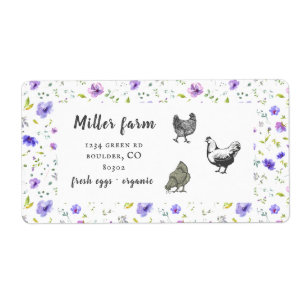 violet jardin floral rustique script oeuf carton l