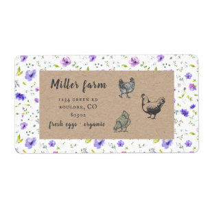 violet jardin floral rustique script oeuf carton l