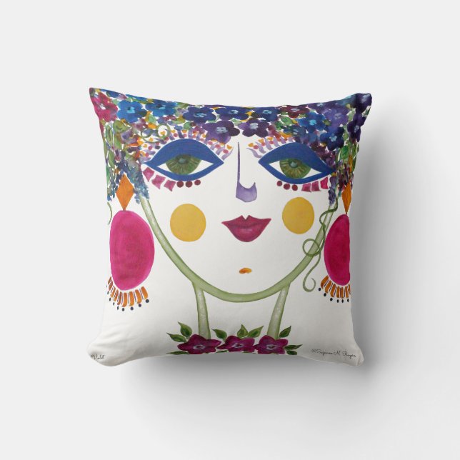 Violet - Jardin Tzigane Coussin de coton (Recto)