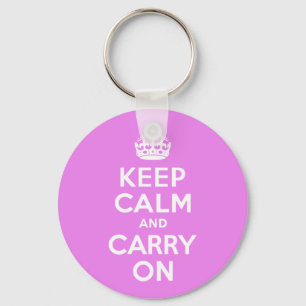 Violet Keep Calm and Carry On Keychain