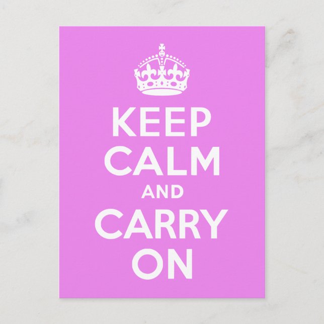 Violet Keep Calm and Carry On Postcard (Front)
