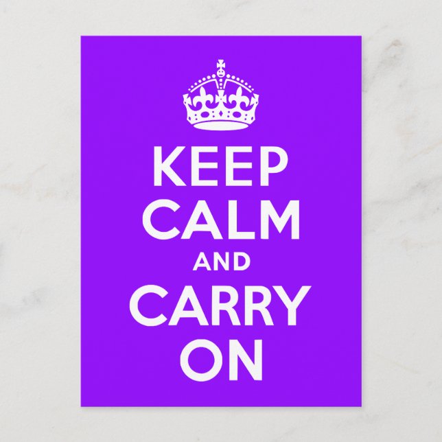 Violet Keep Calm and Carry On Postcard (Front)