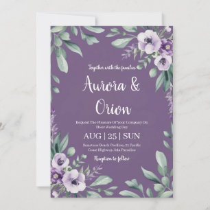 violet lavande et eucalyptus invitations de mariag