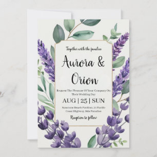 violet lavande et eucalyptus invitations de mariag