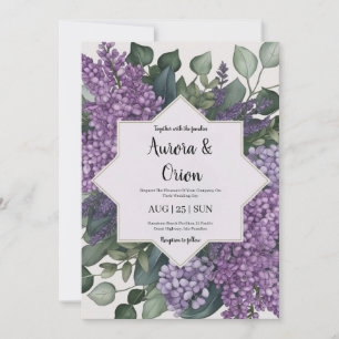 violet lavande et eucalyptus invitations de mariag