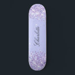 Violet lavender glitter dust name elegant skateboard<br><div class="desc">A violet,  lavender coloured background. Personalize and add your name.  Decorated with faux glitter dust. The name is written with a modern hand lettered style script.</div>