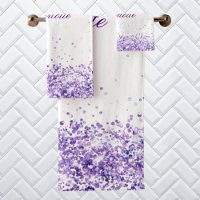 Violet lavender glitter dust white name