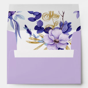 Violet Lavender & Gold Floral Envelope