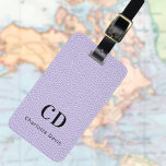Violet lavender leather monogram name luggage tag<br><div class="desc">Violet,  lavender coloured faux leather print as background. Personalize and add your monogram letters and full name on the front. Your contact information on the back.  Black text.</div>