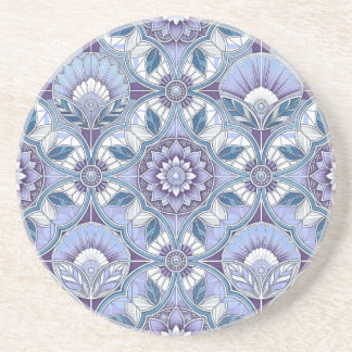 Violet, Lavender, Lilac, Blues & White Art Deco Coaster